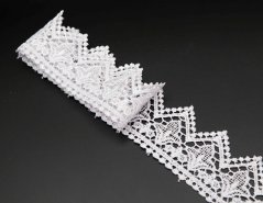 Vzdušná čipka - ľalia - biela - šírka 4,5 cm