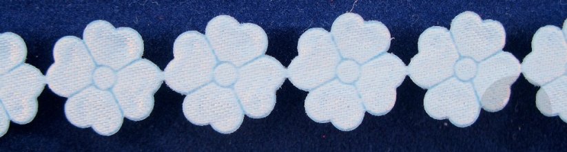 Satin flowers trim - light blue - width 1,2 cm