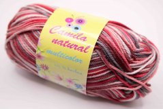 Priadza Camila natural multicolor - červená ružová šedá - číslo farby 9184