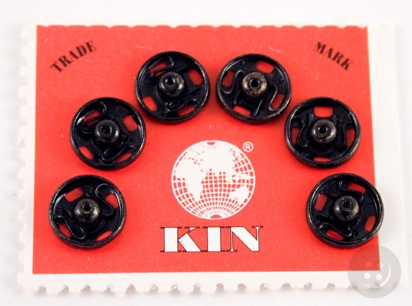 Kovové patentky KIN 6 ks  - čierna - priemer 1 cm, č. 3