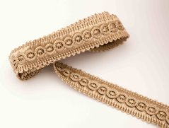 Galonborte - glänzend - mit innerer Verzierung - beige - Breite 1,7 cm