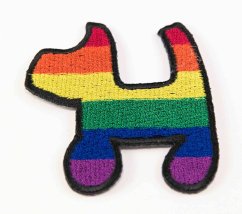 Iron-on patch - rainbow dog - size 5 cm x 5.5 cm