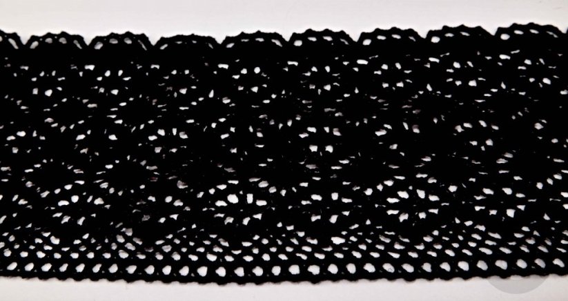 Cotton lace trim - black - width 13 cm
