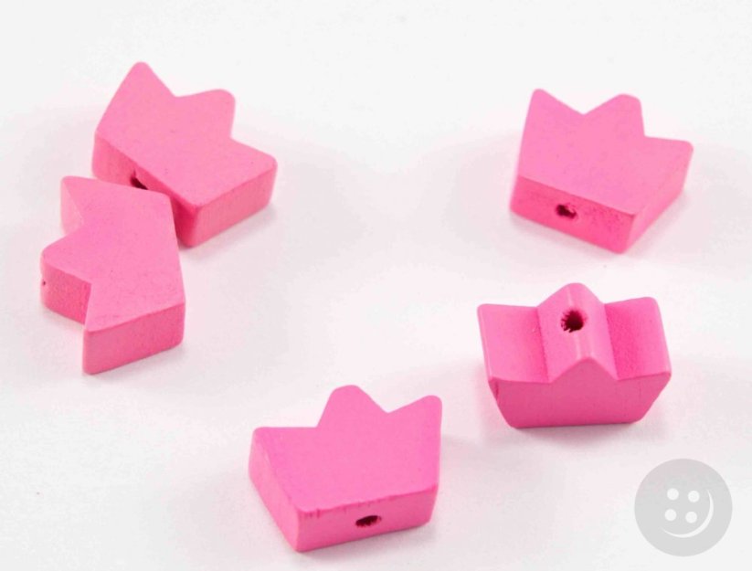 Wooden pacifier bead - crown - pink - dimensions 1,5 cm x 1,1 cm