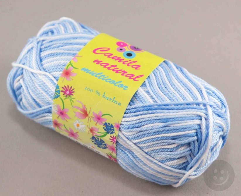 Yarn Camila natural multicolor - blue-white - color number 9099