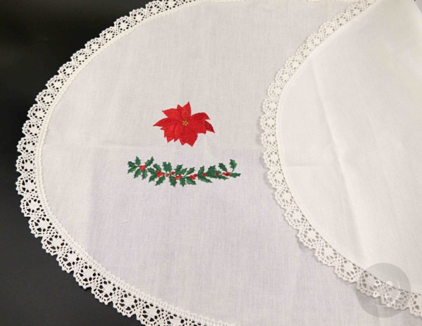 Ovales Tischset mit Weihnachtsmotiv und weißem Stern