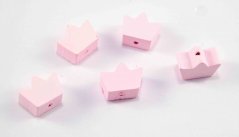 Dřevěný korálek na dudlík - korunka - světle růžová - rozměr 1,5 cm x 1,1 cm