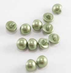 Gombík perlička so spodným prišitím - khaki perleťová - priemer 0,9 cm