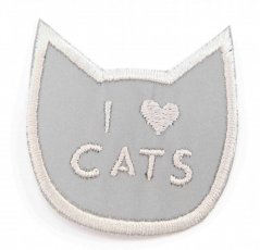 Iron-on patch - cat - size 5 cm x 5.5 cm - reflective