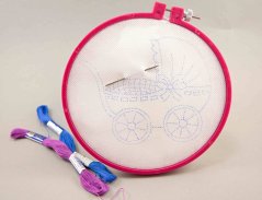 Kreuzstichvorlage für Kindern - Kinderwagen - Durchmesser 15 cm