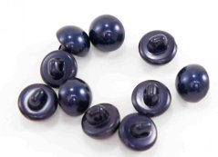 Pearl button with bottom stitching - black purple - diameter 0,9 cm
