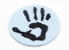 Nažehľovacia záplata - obtlačok ruky - modrá - priemer 2,7 cm