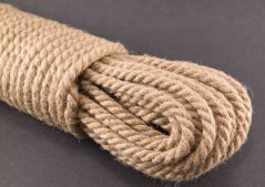 Extra silné jutové lano - tmavá režná - průměr 0,8 cm