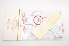 Vkládací podprsenkový prodlužovač obvodu - smetanová - délka 10,5 cm  - rozteč háčků 2 cm