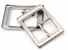 Metall-Gürtelschnalle mit Dorn - mit Streifen - dunkel Silber - Durchlass 4 cm