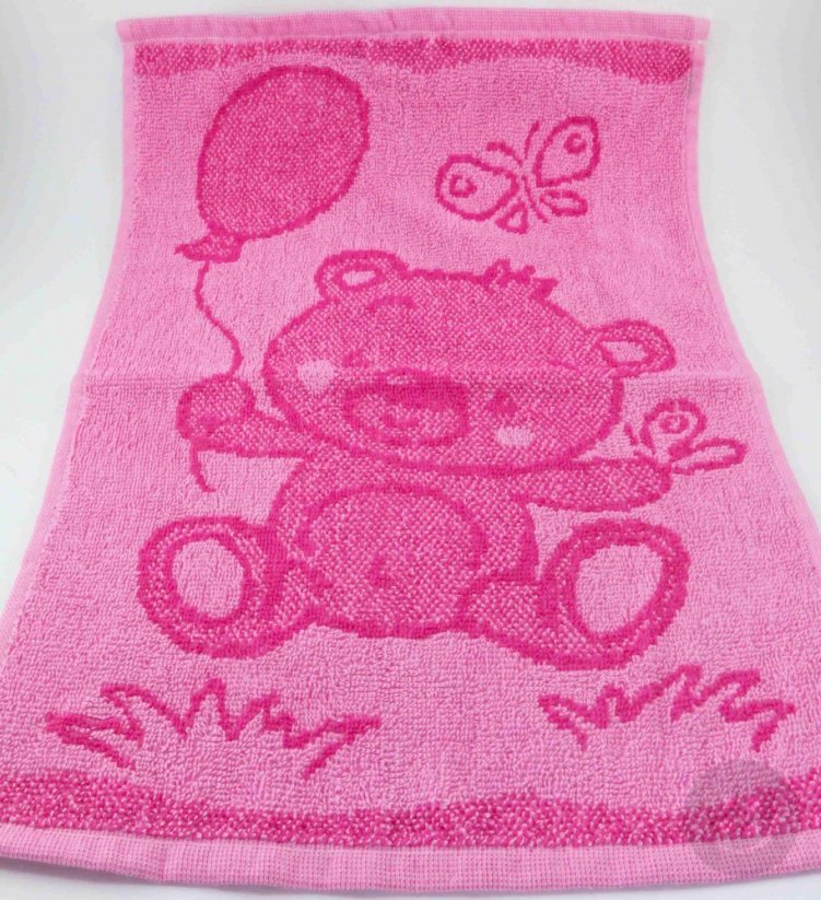 Detský uterák ružový - medvedík