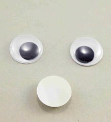 Self adhesive plastic wiggle eyes - black, white, transparent - diameter 1,5 cm
