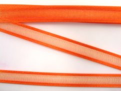 Chiffon organza ribbon with satin edges - orange - width 1 cm