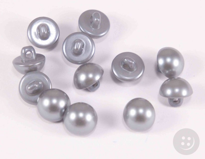 Knoflík perlička se spodním přišitím - šedá perleťová - průměr 1,1 cm
