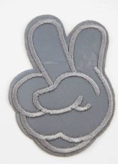 Iron-on patch - peace hand gesture - 6.5 x 4.5 cm - reflexive