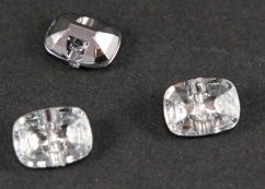 Luxusní krystalový knoflík - obdélník s oblinami - světlý krystal - rozměr 1,4 cm x 1 cm
