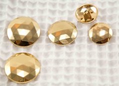 Luxuriöser Metallknopf - mit gebrochenem Sechseck - glänzend - goldfarben - Durchmesser 2,5 cm