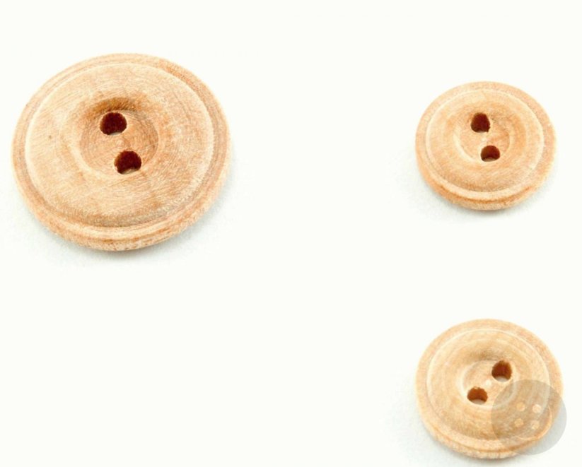 Round Wooden Button with Circles - diameter 1,5 cm