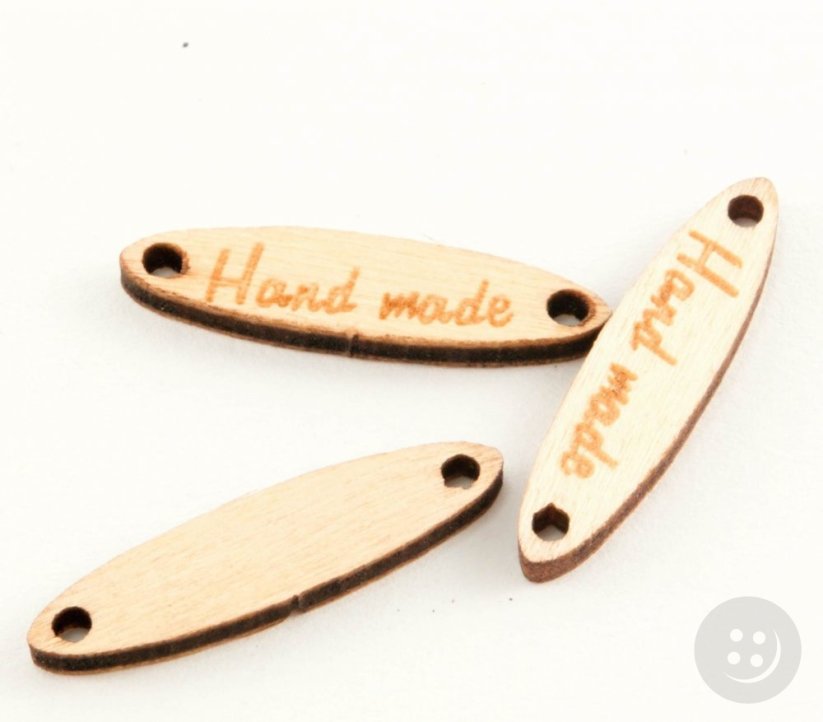 Sew-on wooden tag Hand made - light wood - diameters 2,7 cm x 0,7 cm