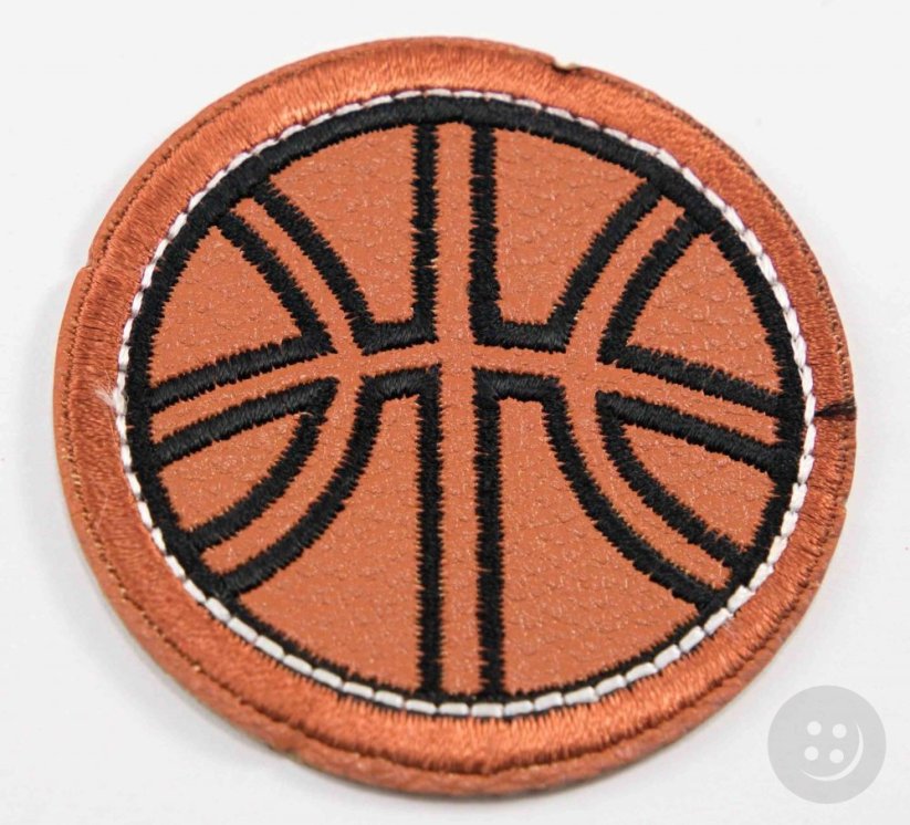 Iron-on patch - basketball - diameter 5.5 cm - cinnamon