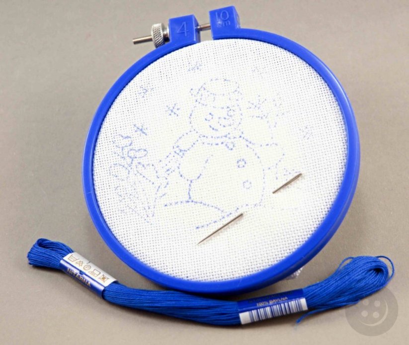 Children's embroidery set in a wooden box - snowman