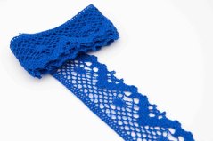 Cotton bobbin lace - royal blue - width 3.9 cm