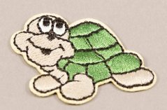 Patch zum Aufbügeln - Schildkröte - Größe 4,5 cm x 3 cm - rosa, grün, blau
