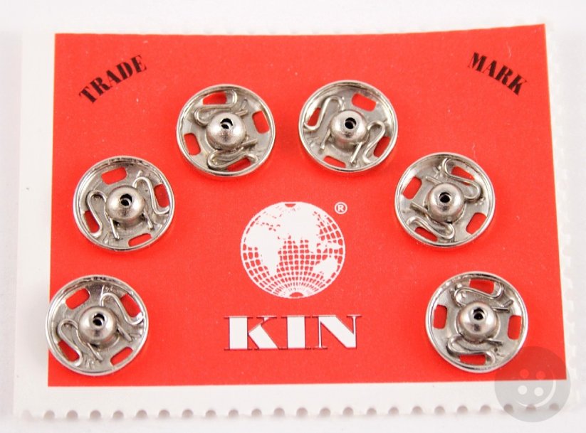 Kovové patentky KIN 6 ks - stříbrná - průměr 1,15 cm, č.4