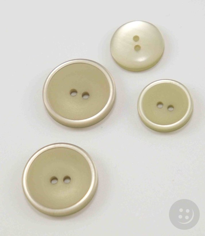 Hole button - khaki with shiny edge - diameter 2 cm