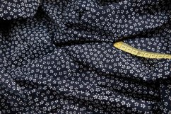 Cotton fabric - white five-petal flower on dark blue background - blue print - width 160 cm