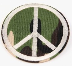 Iron-on patch - HIPPIE - diameter 5 cm - khaki