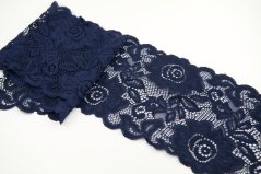 Elastische Spitze - dunkelblau - Breite 14 cm