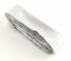 Dekorační kostkovaná stuha - bílá, stříbrná, šedá - šíře 2,5 cm