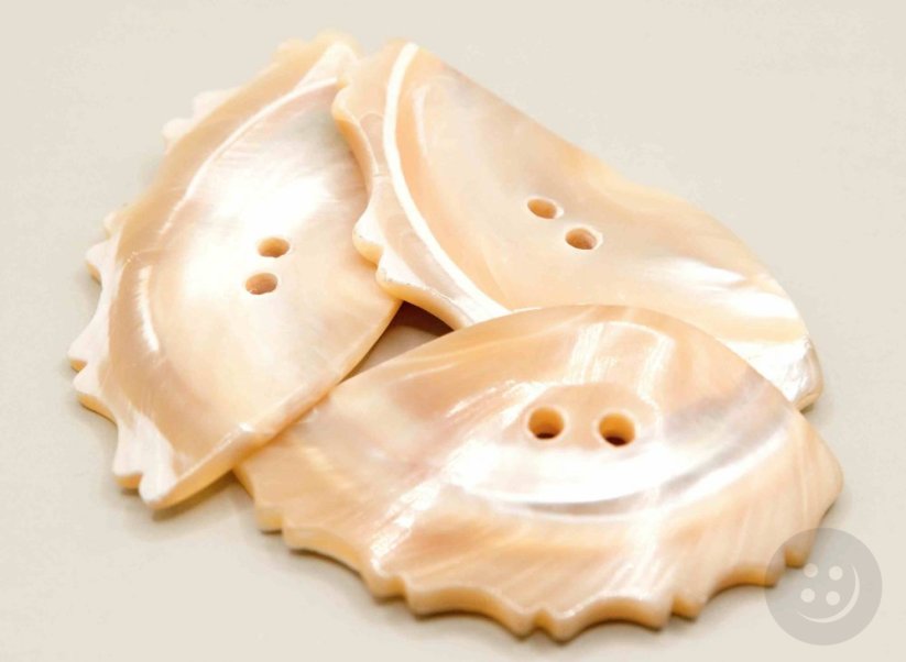 Luxusknopf - Blatt - beige Perle - Größe 4 cm x 2,5 cm