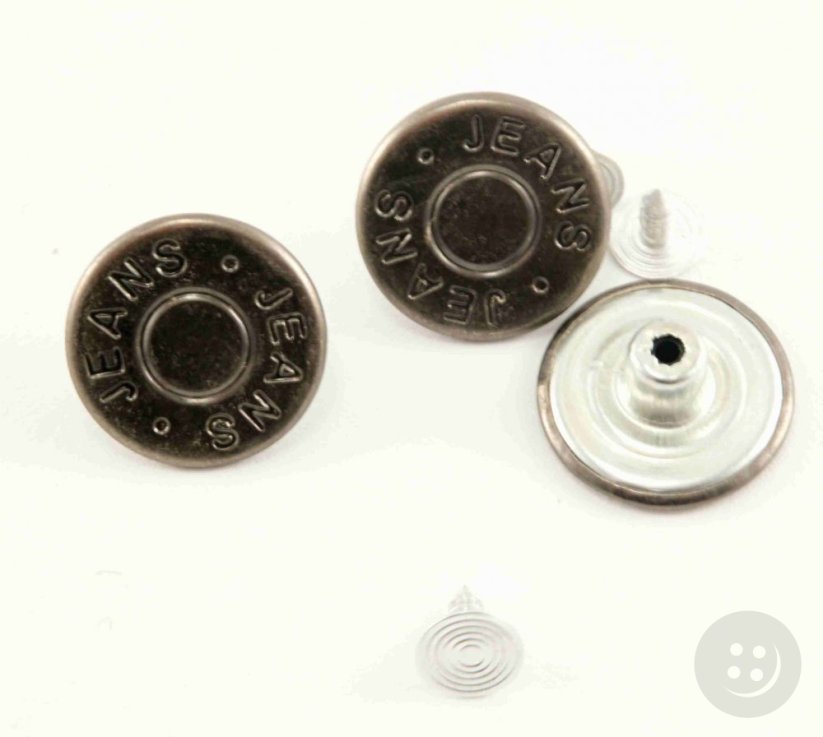 Jeans tack buttons -  dark silver - diameter 1.8 cm