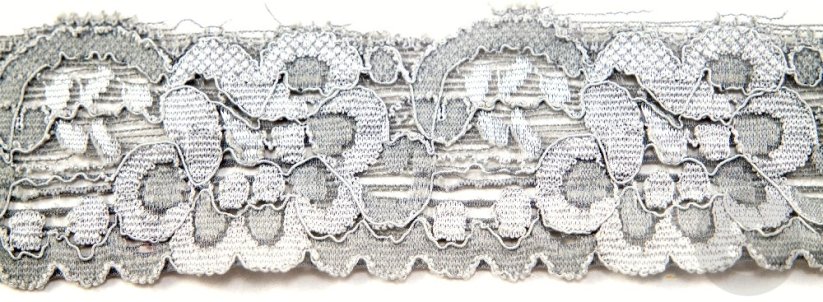 Elastic lace trim - grey - width 4 cm