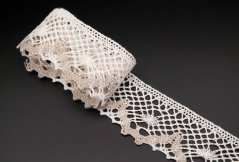 Bavlnená paličkovaná čipka - smetanovo béžová - šírka 3,8 cm
