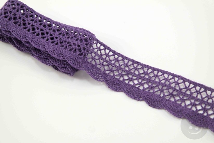 Cotton lace trim - purple - width 3 cm