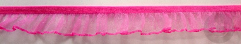 Decorative ruffle elastic trim - pink - width 1.7 cm