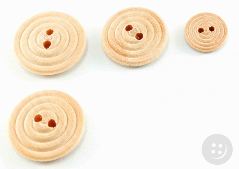 Round Wooden Button with Circles - diameter 2,4 cm