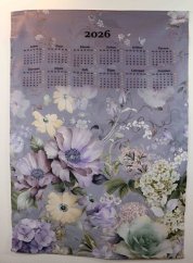 Kuchyňská utěrka - Kalendář 2026 - jemný květinový motiv