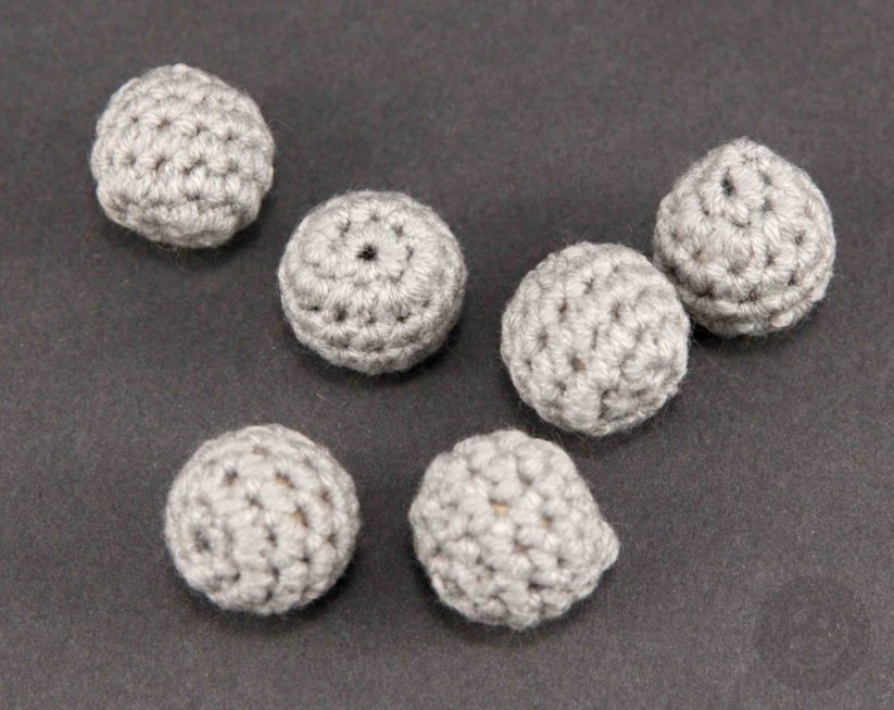 Crochet wooden pacifier bead - gray - diameter 1.5 cm
