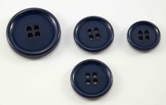 Hole button - with matte center - plum blue - diameter 2.54 cm