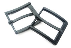 Black rectangular metal belt buckle with prong 3