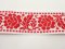 Embroidered decorative cotton ribbon with flowers - white, red - width 4,2 cm